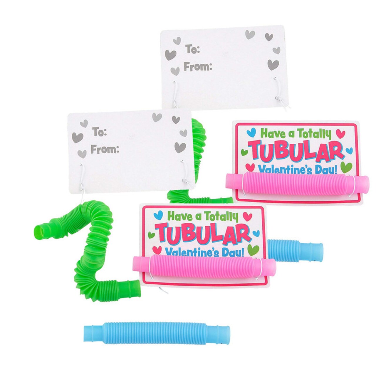 48 Pc. 5" Valentine’s Day Small Expanding Tube Fidget Toys Exchange for 24